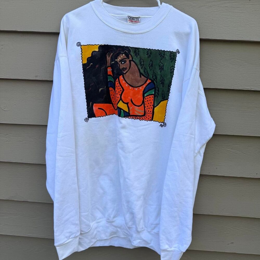 Oneita Men's White Sweatshirt